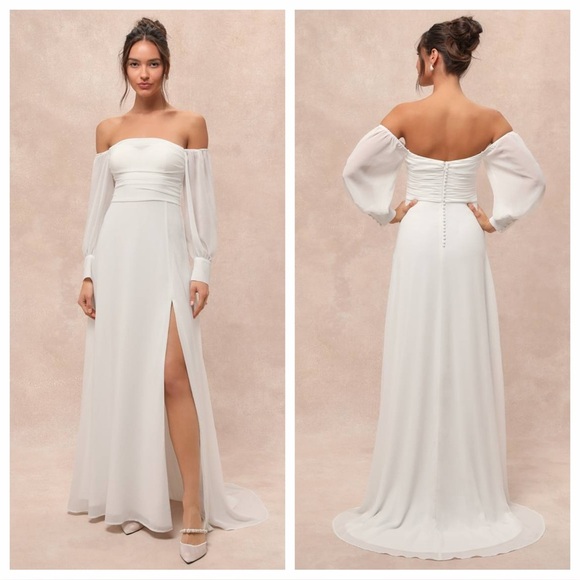 Lulus Adorna White Off-the-Shoulder Maxi Dress